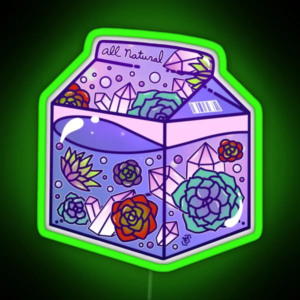 Glass Succulent Carton RGB Neon Sign