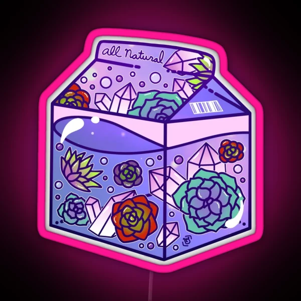 Glass Succulent Carton RGB Neon Sign