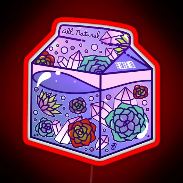 Glass Succulent Carton RGB Neon Sign