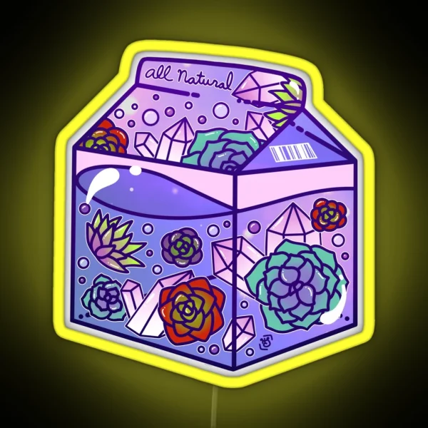 Glass Succulent Carton RGB Neon Sign