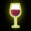RGB Neon Wine Sign with Illuminated Red Glass Accents Design