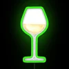 Vintage White Wine Watercolor Illustration Glass Neon Bar Decor Accent Sign