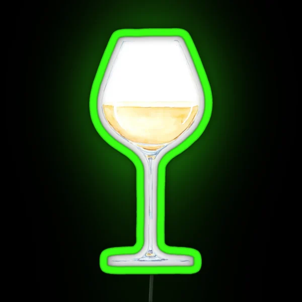 Glass With White Wine Watercolor Illustration RGB Neon Sign