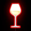 Whimsical Watercolor White Wine Illustration on Transparent Glass RGB Neon Sign
