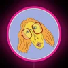 Vibrant Neon Sign Art of Chic Girls Wearing Rainbow Glasses