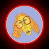 Eye-catching digital art print of a retro style glasses girl.