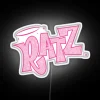 Neon RGB illuminated logo of whimsical glittery rat mascot design.