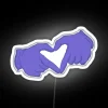 RGB Neon Heartbeat Led Sign with Touching Gloved Hand Design