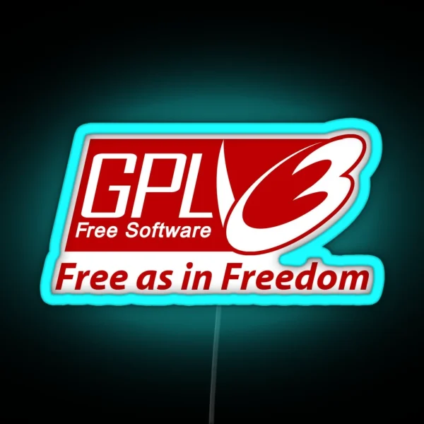 GNU Gplv3 Free As In Freedom RGB Neon Sign