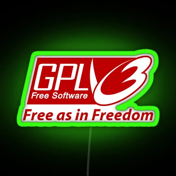 GNU Gplv3 Free As In Freedom RGB Neon Sign