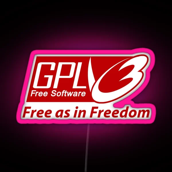 GNU Gplv3 Free As In Freedom RGB Neon Sign