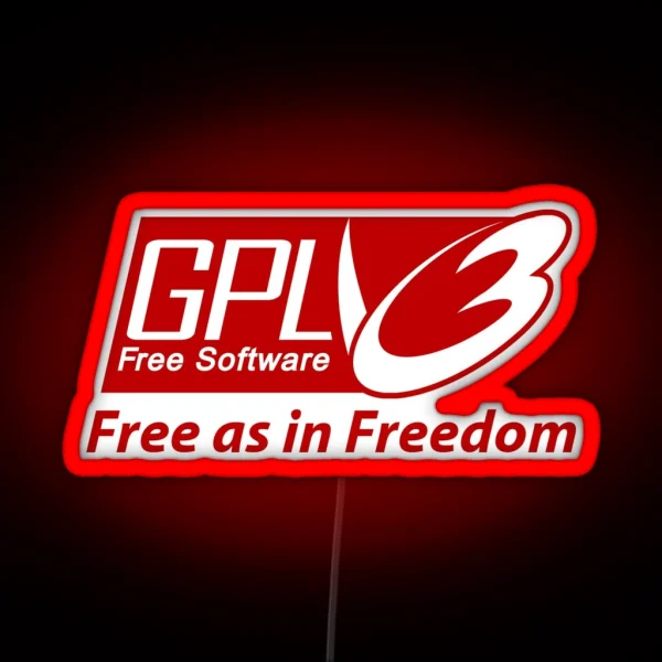 GNU Gplv3 Free As In Freedom RGB Neon Sign