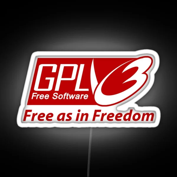 GNU Gplv3 Free As In Freedom RGB Neon Sign