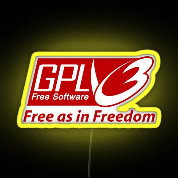 GNU Gplv3 Free As In Freedom RGB Neon Sign