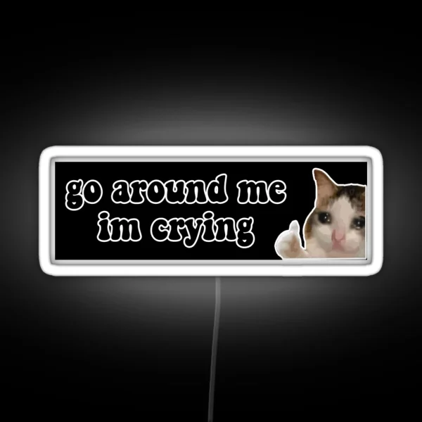 Go Around Me I M Crying Sad Cat Meme Bumper RGB Neon Sign