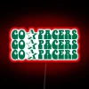 Indoor NBA team spirit decoration with colorful neon lights.