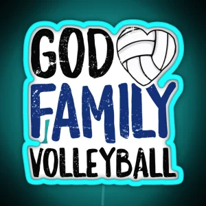 God Family Volleyball Women Men Girls Player Gift RGB Neon Sign