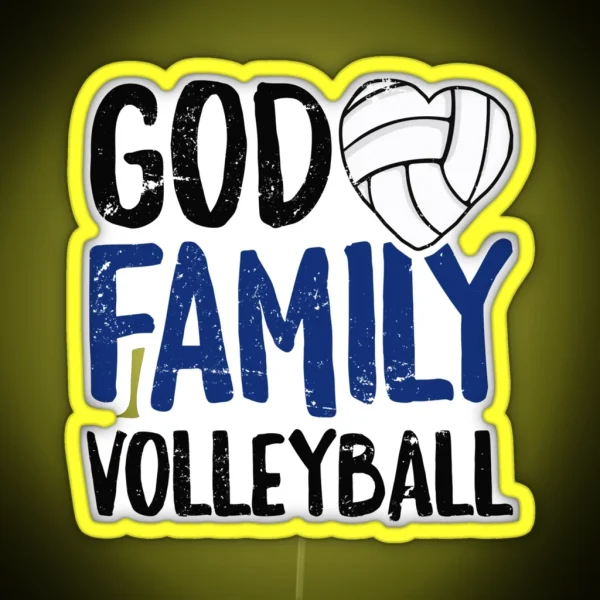 God Family Volleyball Women Men Girls Player Gift RGB Neon Sign