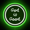 Inspirational faith statement with vibrant RGB glowing LED lighting effect