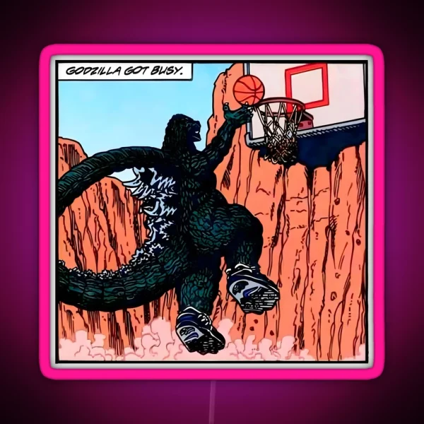 GODZILLA BALLING RGB Neon Sign