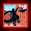 Neon art piece featuring Godzilla brawling in vibrant RGB colors