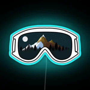 Goggles Night Mountains Snowboard RGB Neon Sign