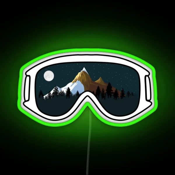 Goggles Night Mountains Snowboard RGB Neon Sign