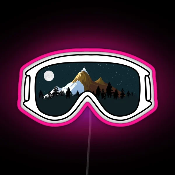 Goggles Night Mountains Snowboard RGB Neon Sign