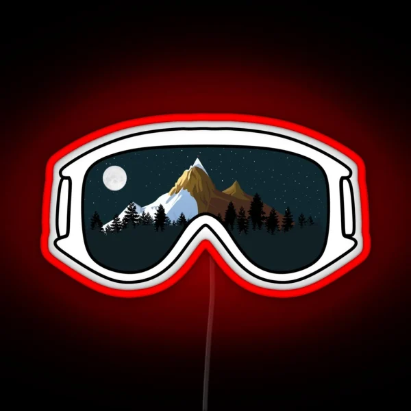 Goggles Night Mountains Snowboard RGB Neon Sign