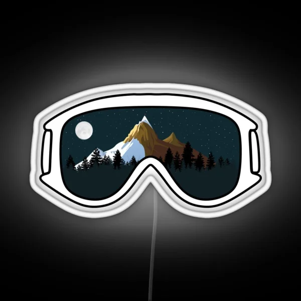 Goggles Night Mountains Snowboard RGB Neon Sign