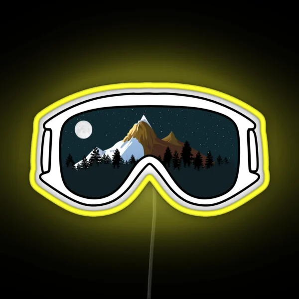 Goggles Night Mountains Snowboard RGB Neon Sign