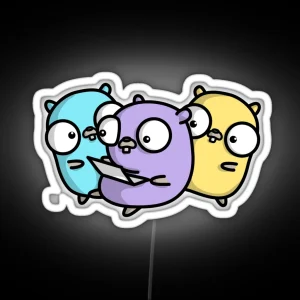 Golang Gopher Friends RGB Neon Sign