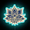 Vibrant gold blue lotus flower mandala design rgb neon signage