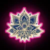 Elegant, glowing gold and blue lotus flower mandala LED art