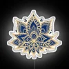 Colorful gold blue lotus mandala design with RGB neon lighting