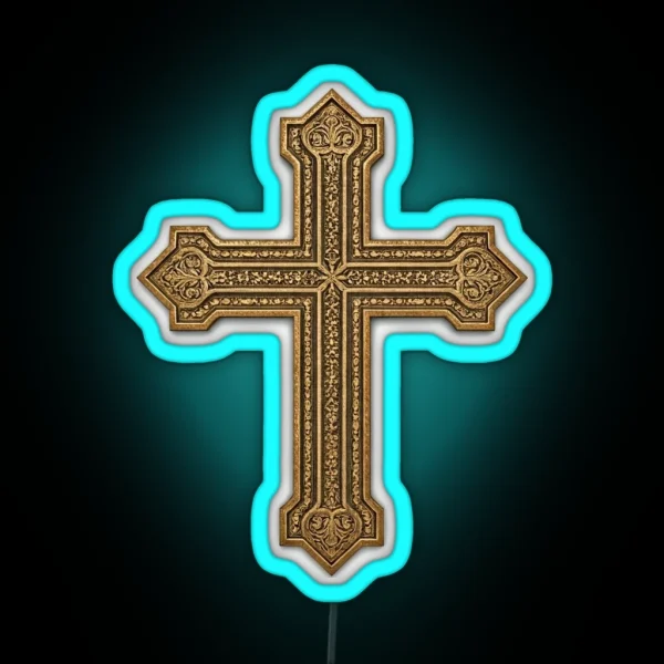 Gold Cross Small RGB Neon Sign