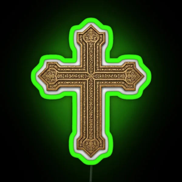 Gold Cross Small RGB Neon Sign