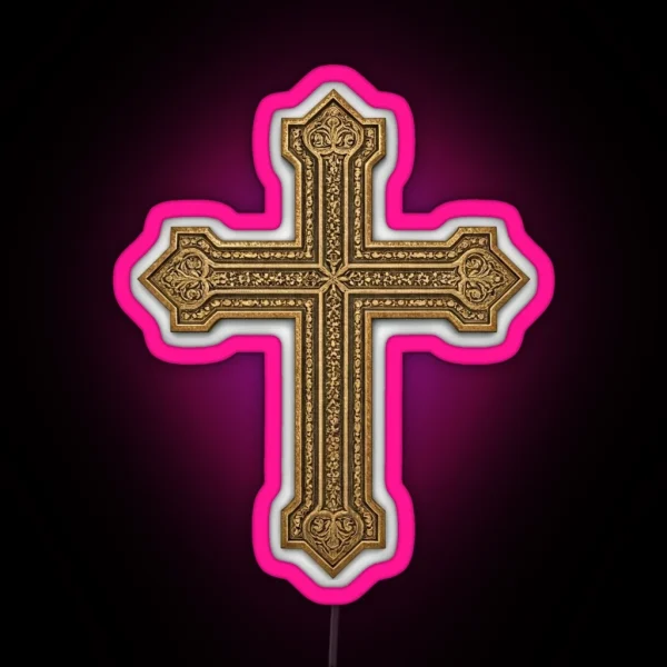 Gold Cross Small RGB Neon Sign