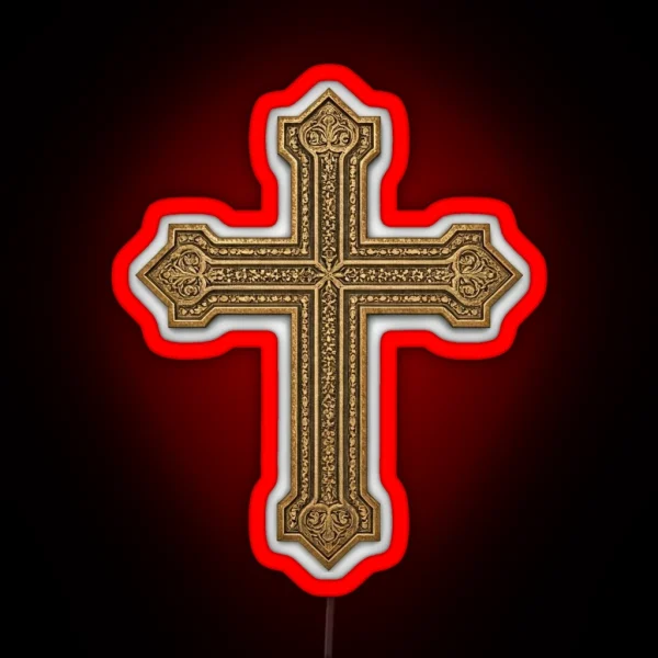 Gold Cross Small RGB Neon Sign
