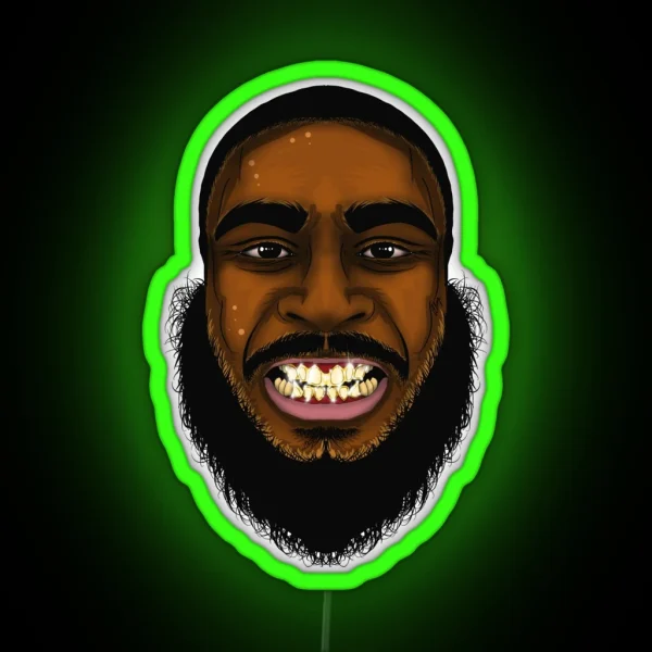 Gold Teeth Toon Head RGB Neon Sign