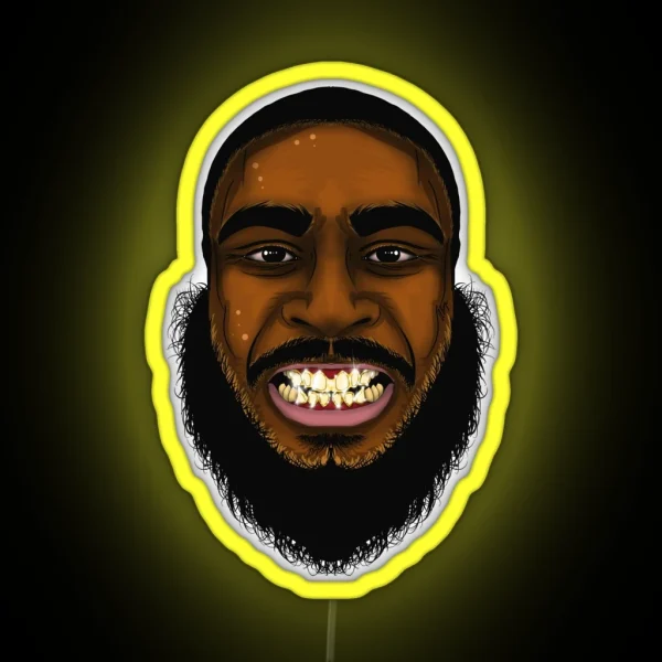Gold Teeth Toon Head RGB Neon Sign