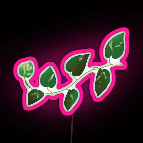 Golden Pothos Vine Illustration RGB Neon Sign