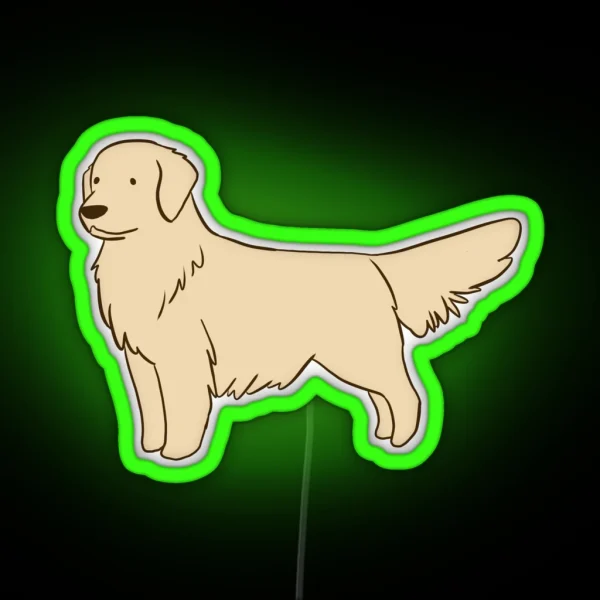 Golden Retriever Cartoon Illustration RGB Neon Sign