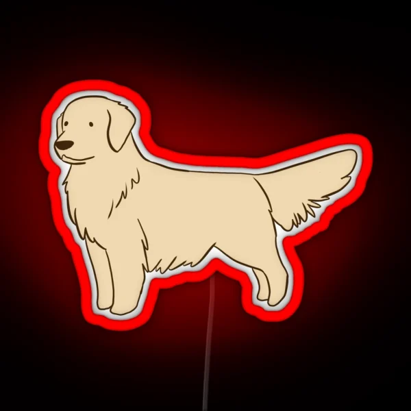 Golden Retriever Cartoon Illustration RGB Neon Sign