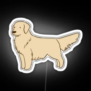 Golden Retriever Cartoon Illustration RGB Neon Sign