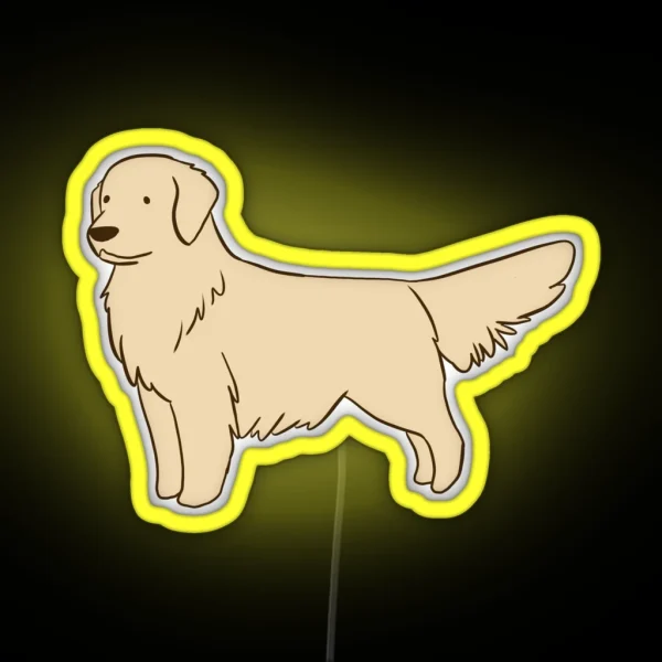 Golden Retriever Cartoon Illustration RGB Neon Sign