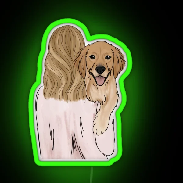 Golden Retriever Dog Mom RGB Neon Sign