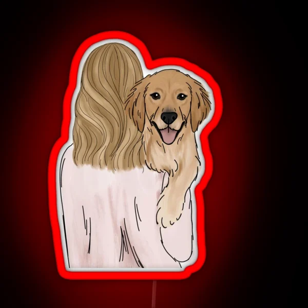Golden Retriever Dog Mom RGB Neon Sign