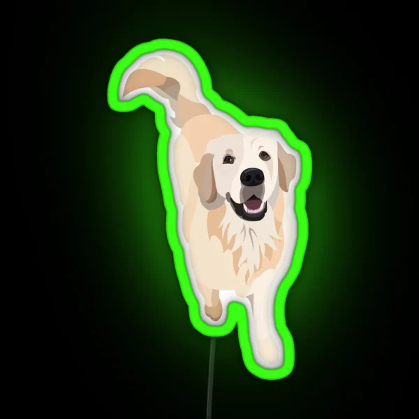 Golden Retriever Doggo RED RGB Neon Sign