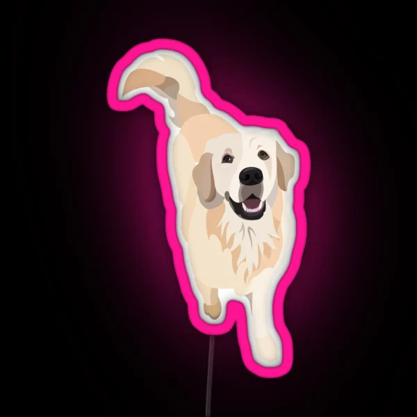 Golden Retriever Doggo RED RGB Neon Sign